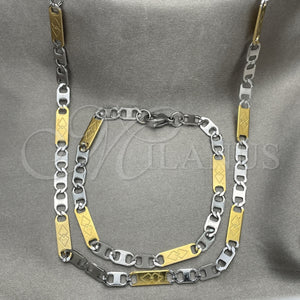 Collar y Pulsera 04.113.0047.24 Acero Inoxidable, Diseño de Mariner, Diamantado, Dos Tonos