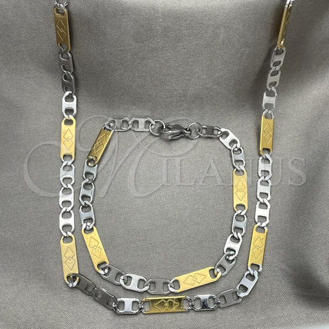 Collar y Pulsera 04.113.0047.24 Acero Inoxidable, Diseño de Mariner, Diamantado, Dos Tonos