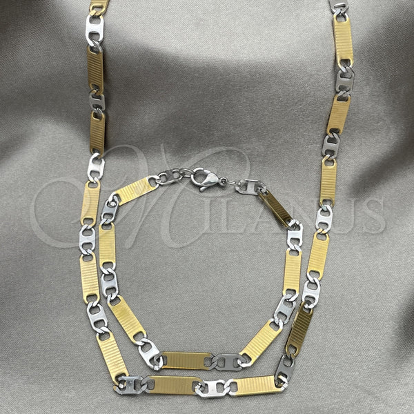 Collar y Pulsera 04.113.0055.24 Acero Inoxidable, Diseño de Mariner, Diamantado, Dos Tonos