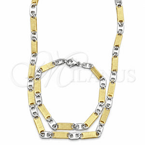 Collar y Pulsera 04.113.0055.24 Acero Inoxidable, Diseño de Mariner, Diamantado, Dos Tonos