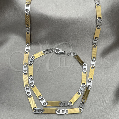 Collar y Pulsera 04.113.0055.24 Acero Inoxidable, Diseño de Mariner, Diamantado, Dos Tonos