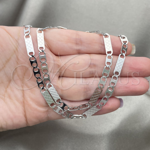 Collar y Pulsera 04.113.0054.24 Acero Inoxidable, Diseño de Mariner, Diamantado, Tono Plateado