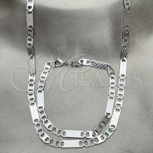 Collar y Pulsera 04.113.0054.24 Acero Inoxidable, Diseño de Mariner, Diamantado, Tono Plateado