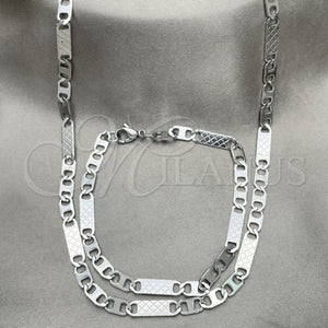 Collar y Pulsera 04.113.0054.24 Acero Inoxidable, Diseño de Mariner, Diamantado, Tono Plateado