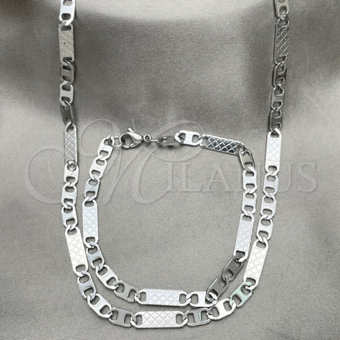 Collar y Pulsera 04.113.0054.24 Acero Inoxidable, Diseño de Mariner, Diamantado, Tono Plateado