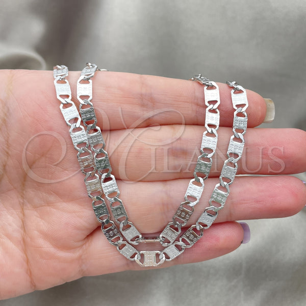 Collar y Pulsera 04.113.0044.24 Acero Inoxidable, Diseño de Mariner, Diamantado, Tono Plateado