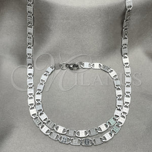 Collar y Pulsera 04.113.0044.24 Acero Inoxidable, Diseño de Mariner, Diamantado, Tono Plateado