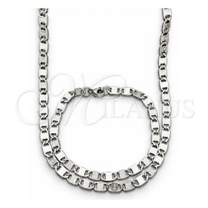 Collar y Pulsera 04.113.0044.24 Acero Inoxidable, Diseño de Mariner, Diamantado, Tono Plateado