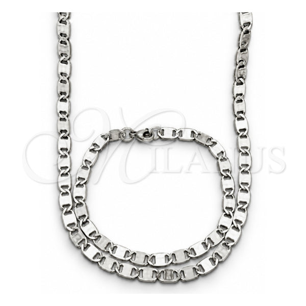 Collar y Pulsera 04.113.0044.24 Acero Inoxidable, Diseño de Mariner, Diamantado, Tono Plateado