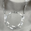 Collar y Pulsera 04.113.0058.24 Acero Inoxidable, Diseño de Mariner, Pulido, Tono Plateado