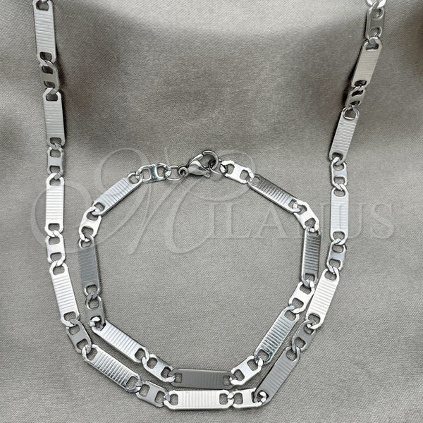 Collar y Pulsera 04.113.0056.24 Acero Inoxidable, Diseño de Mariner, Diamantado, Tono Plateado