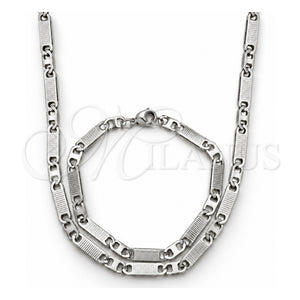 Collar y Pulsera 04.113.0056.24 Acero Inoxidable, Diseño de Mariner, Diamantado, Tono Plateado