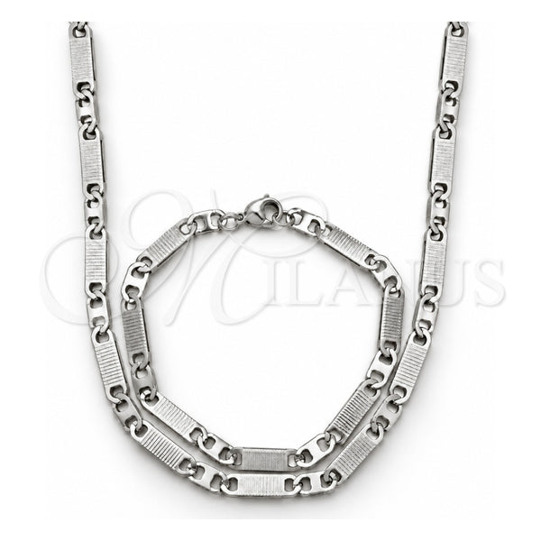 Collar y Pulsera 04.113.0056.24 Acero Inoxidable, Diseño de Mariner, Diamantado, Tono Plateado