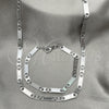 Collar y Pulsera 04.113.0042.24 Acero Inoxidable, Diseño de Llave Griega, Diamantado, Tono Plateado