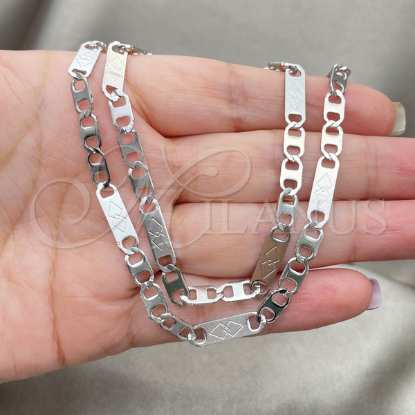 Collar y Pulsera 04.113.0048.24 Acero Inoxidable, Diseño de Mariner, Diamantado, Tono Plateado