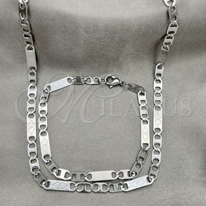 Collar y Pulsera 04.113.0048.24 Acero Inoxidable, Diseño de Mariner, Diamantado, Tono Plateado