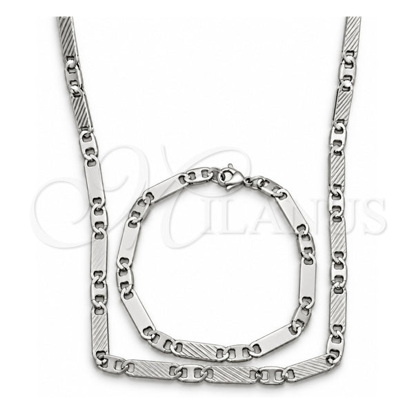 Collar y Pulsera 04.113.0040.24 Acero Inoxidable, Diseño de Mariner, Diamantado, Tono Plateado