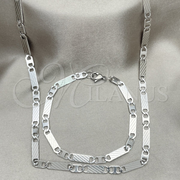 Collar y Pulsera 04.113.0040.24 Acero Inoxidable, Diseño de Mariner, Diamantado, Tono Plateado