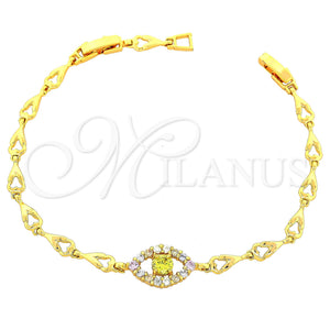 Pulsera Elegante 03.60.0014 Oro Laminado, con Multicolor Zirconia Cubica, Pulido, Tono Dorado (7 Inches Length)