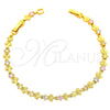 Pulsera Elegante 03.60.0024 Oro Laminado, Diseño de Oja, con Multicolor Zirconia Cubica, Pulido, Tono Dorado (7 Inches Length)