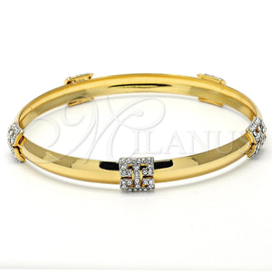 Aro Individual 07.59.0036 Oro Laminado, con Blanca Cristal, Pulido, Tono Dorado (09 MM Thickness, Size 5 (2.50 Diameter))