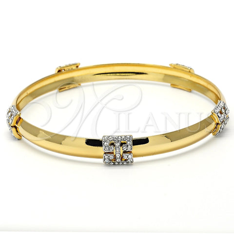 Aro Individual 07.59.0036 Oro Laminado, con Blanca Cristal, Pulido, Tono Dorado (09 MM Thickness, Size 5 (2.50 Diameter))