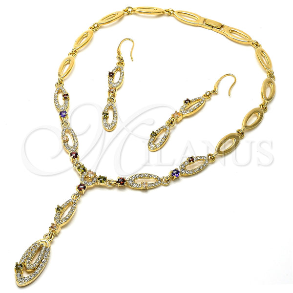 Collar y Dije 06.59.0092 Oro Laminado, con Blanca Cristal and Granate Zirconia Cubica, Pulido, Tono Dorado