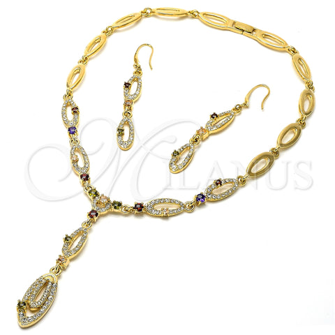 Collar y Dije 06.59.0092 Oro Laminado, con Blanca Cristal and Granate Zirconia Cubica, Pulido, Tono Dorado