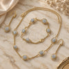 Collar, Pulsera y Dije 06.59.0090 Oro Laminado, Diseño de Bola, con Cristal Blanca, Pulido, Tono Dorado