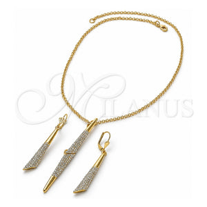 Collar y Dije 06.59.0103 Oro Laminado, con Micro Pave Blanca, Pulido, Tono Dorado