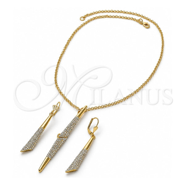 Collar y Dije 06.59.0103 Oro Laminado, con Micro Pave Blanca, Pulido, Tono Dorado