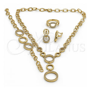 Collar, Pulsera, Dije y Anillo 06.59.0104 Oro Laminado, Diseño de Infinito, con Zirconia Cubica Blanca, Pulido, Tono Dorado
