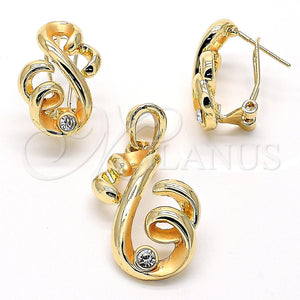 Juego de Arete y Dije de Adulto 10.59.0190 Oro Laminado, con Dorado Cristal, Pulido, Tono Dorado