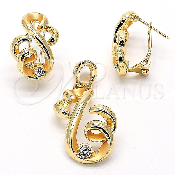 Juego de Arete y Dije de Adulto 10.59.0190 Oro Laminado, con Dorado Cristal, Pulido, Tono Dorado