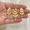 Juego de Arete y Dije de Adulto 10.59.0167 Oro Laminado, Diseño de Oja, con Blanca Cristal, Pulido, Tono Dorado