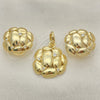 Juego de Arete y Dije de Adulto 10.59.0187 Oro Laminado, con Blanca Cristal, Pulido, Tono Dorado