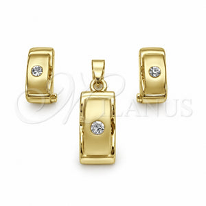 Juego de Arete y Dije de Adulto 10.59.0182 Oro Laminado, con Blanca Cristal, Pulido, Tono Dorado