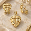 Juego de Arete y Dije de Adulto 10.59.0147 Oro Laminado, Diseño de Oja, Pulido, Tono Dorado