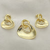 Juego de Arete y Dije de Adulto 10.59.0127 Oro Laminado, con Blanca Cristal, Pulido, Tono Dorado