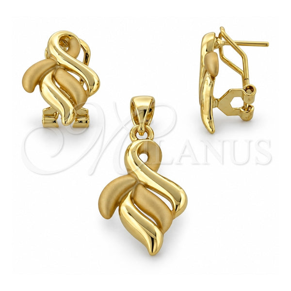 Juego de Arete y Dije de Adulto 10.59.0122 Oro Laminado, Mate, Tono Dorado