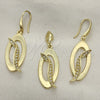 Juego de Arete y Dije de Adulto 10.59.0121 Oro Laminado, con Blanca Cristal, Pulido, Tono Dorado