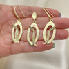 Juego de Arete y Dije de Adulto 10.59.0121 Oro Laminado, con Blanca Cristal, Pulido, Tono Dorado