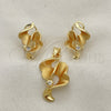Juego de Arete y Dije de Adulto 10.59.0152 Oro Laminado, con Blanca Cristal, Mate, Tono Dorado