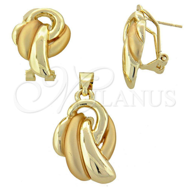 Juego de Arete y Dije de Adulto 10.59.0140 Oro Laminado, Mate, Tono Dorado