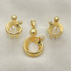 Juego de Arete y Dije de Adulto 10.59.0146 Oro Laminado, con Blanca Cristal, Pulido, Tono Dorado