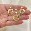 Juego de Arete y Dije de Adulto 10.59.0146 Oro Laminado, con Blanca Cristal, Pulido, Tono Dorado