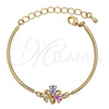 Pulsera Elegante 03.65.1138 Oro Laminado, Diseño de Flor, con Multicolor Zirconia Cubica, Pulido, Tono Dorado (7 Inches Length)