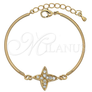 Pulsera Elegante 03.65.1133 Oro Laminado, Diseño de Mariposa, con Blanca Zirconia Cubica, Pulido, Tono Dorado (7 Inches Length)