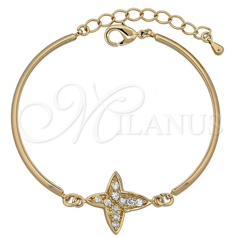 Pulsera Elegante 03.65.1133 Oro Laminado, Diseño de Mariposa, con Blanca Zirconia Cubica, Pulido, Tono Dorado (7 Inches Length)