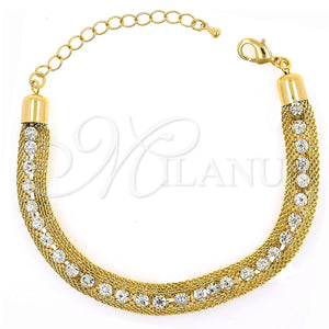 Pulsera Elegante 03.65.1132 Oro Laminado, con Blanca Zirconia Cubica, Pulido, Tono Dorado (7 Inches Length)
